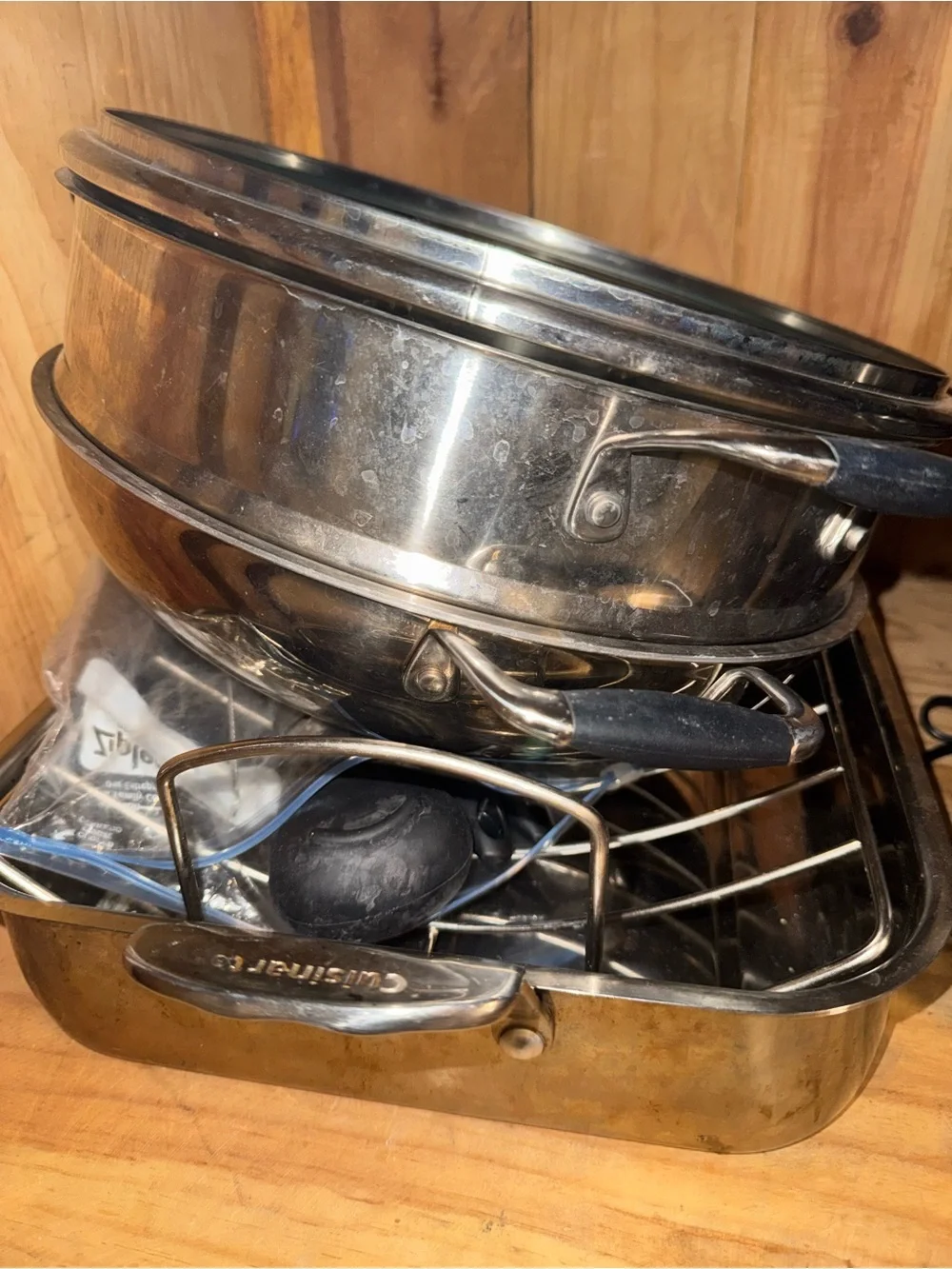 Cuisinart Stainless Steel Cookware Set Roasting Pan & Steamer With Glass Lid